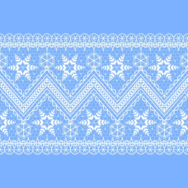 Lace snowflakes pattern border — Stock Vector