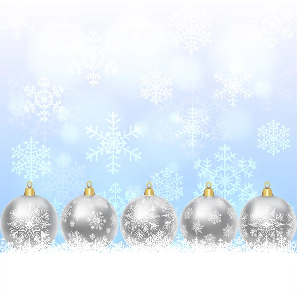 Boules d'argent avec ornement de flocons de neige — Image vectorielle