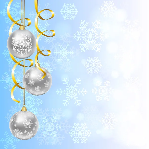 Srebrne kulki z ornament płatki śniegu — Wektor stockowy
