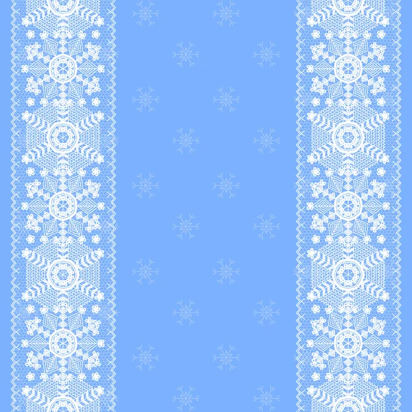 Lace snowflakes pattern border — Stock Vector