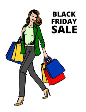 Alışveriş çantalı kadın.