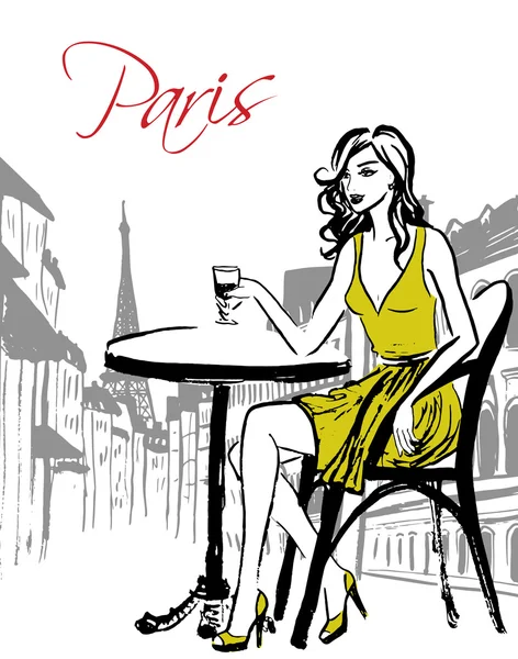 Kafede oturan kadın.