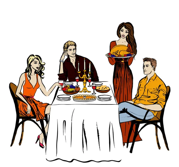 Thanksgiving eller jul middag — Stock vektor
