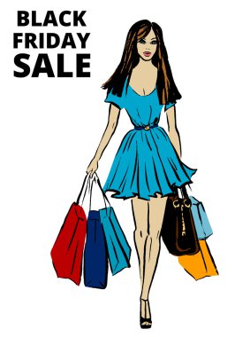 Alışveriş çantalı kadın.