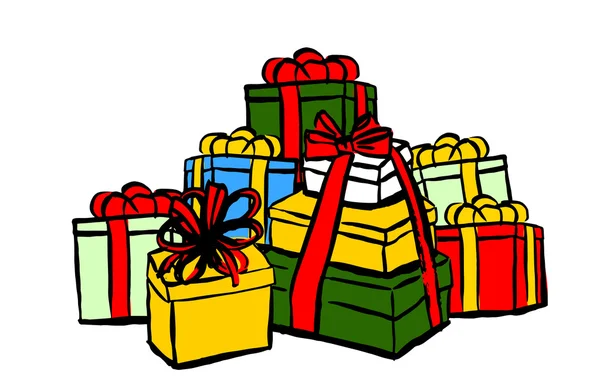 Stack of Christmas gifts — Stock Vector