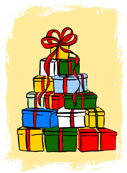 Stack of Christmas gifts — Stock Vector