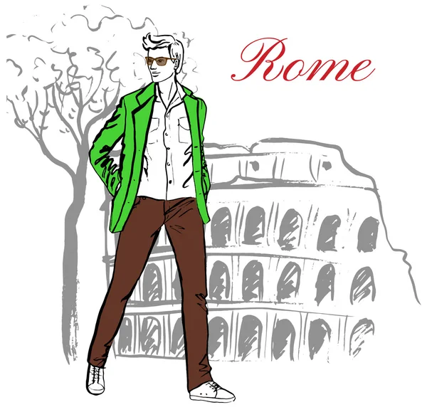 Hombre en Roma — Vector de stock