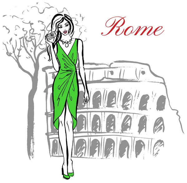 Woman in Rome — Stock Vector