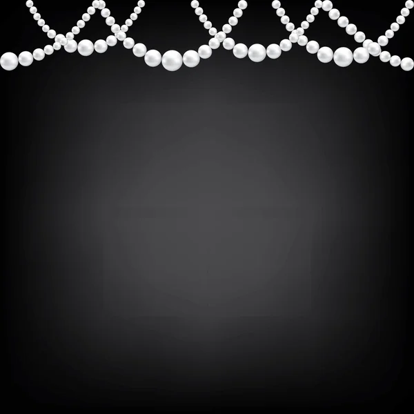 Perlenkette auf schwarz — Stockvektor