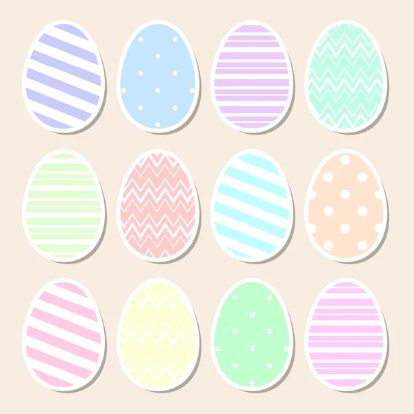 Conjunto de huevos de Pascua pastel — Vector de stock