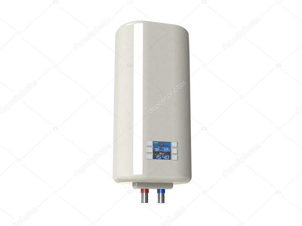 Electric water heater isolated on white