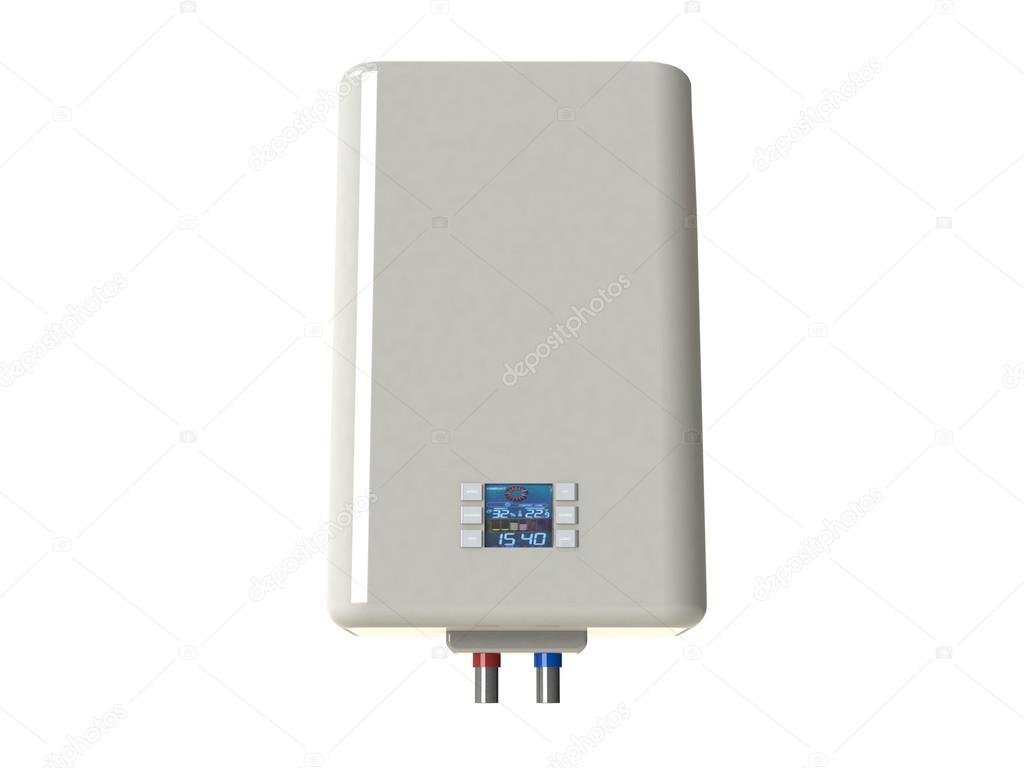 Electric water heater isolated on white