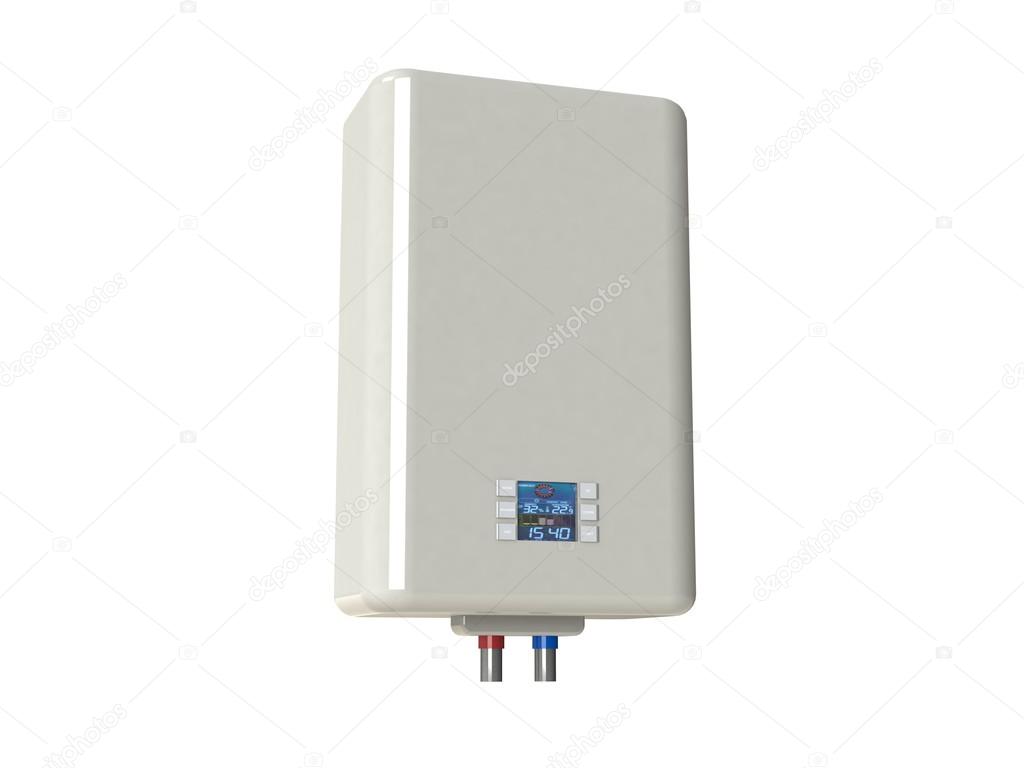 Electric water heater isolated on white