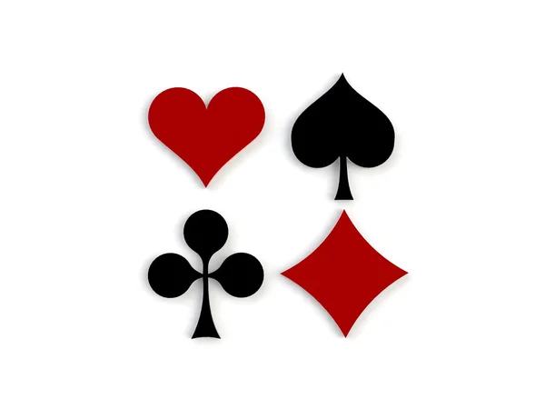 Glossy symbols of playing cards 3d image — Stock Photo, Image