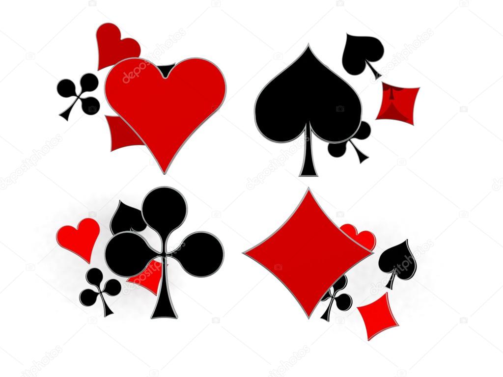 Glossy symbols of playing cards 3d image — Stock Photo Glossy symbols of playing cards 3d image — Stock Photo