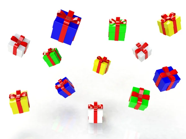 Gift box, with ribbon like a present. over white background 3d image — Stock Photo, Image