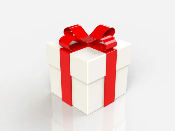 Confezione regalo, con nastro come un regalo. su sfondo bianco immagine 3d — Foto Stock