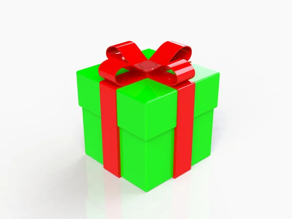 Gift box, with ribbon like a present. over white background 3d image — Stock Photo, Image