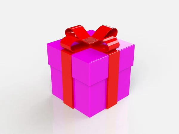 Caixa de presente, com fita como um presente. sobre fundo branco imagem 3d — Fotografia de Stock
