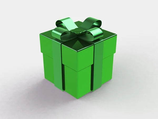 Подарункова коробка, зі стрічкою як подарунок на білому тлі — стокове фото