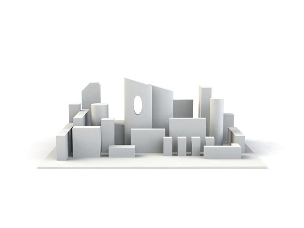 Architectural 3D model miniature downtown perspective