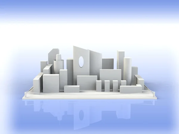 Architectural 3D model miniature downtown perspective — Stock Photo, Image