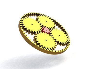 3d vites mekanizması beyaz arka plan üzerinde izole