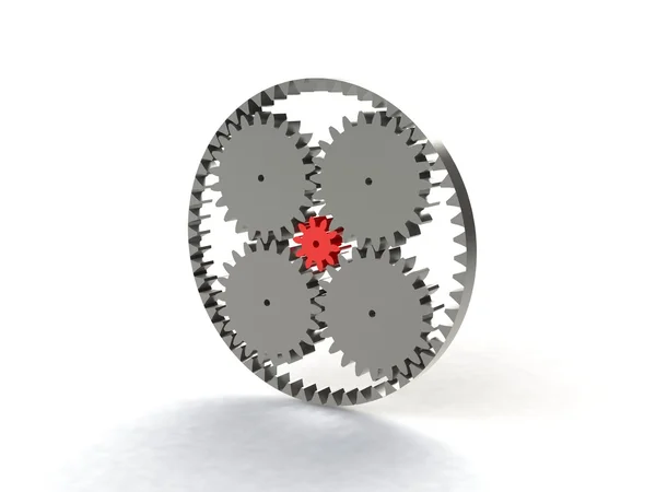 3D gears mekanismen isolerad på vit bakgrund — Stockfoto