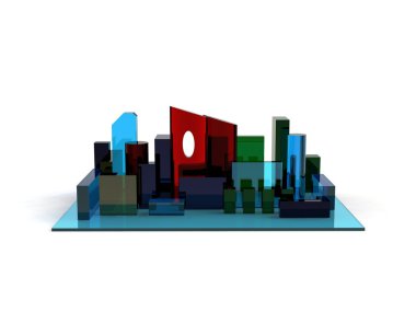 Minyatür şehir perspektif mimari 3d model