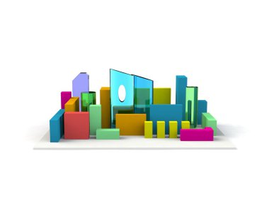 Minyatür şehir perspektif mimari 3d model