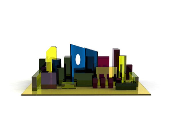 Architectural 3D model miniature downtown perspective