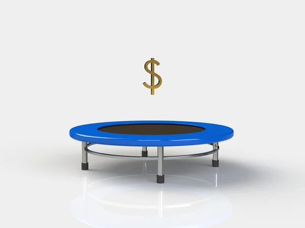 Beyaz zemin üzerinde bir trambolin üzerinde ekonomi atlama — Stok fotoğraf