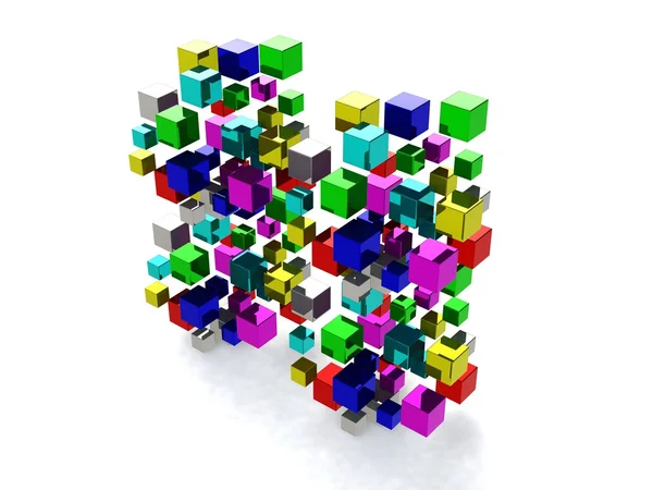 Fundo abstrato com muitos cubos coloridos — Fotografia de Stock