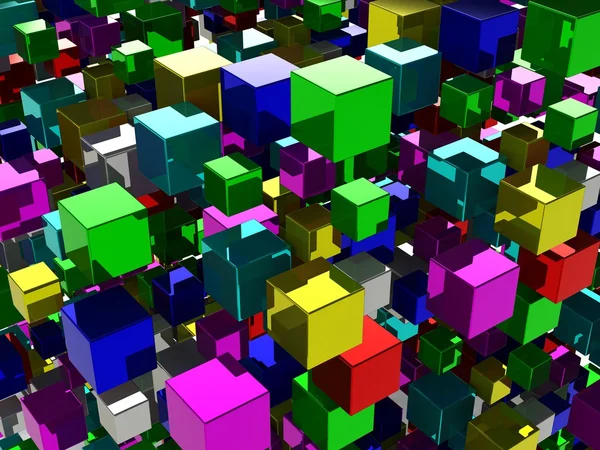 Абстрактний фон з багатьма кольоровими кубиками — стокове фото