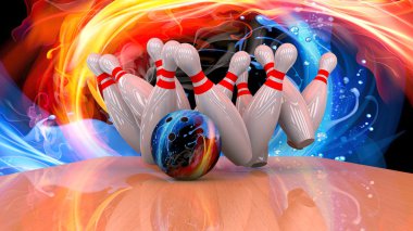 bir bowling topu iğne çökmesini 3D render