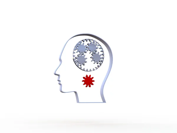 Image of gears inside of a man's head — Stock Photo, Image