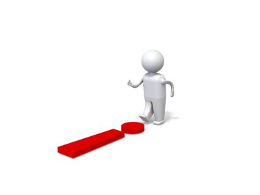 kırmızı bir ünlem işareti ile 3D insan