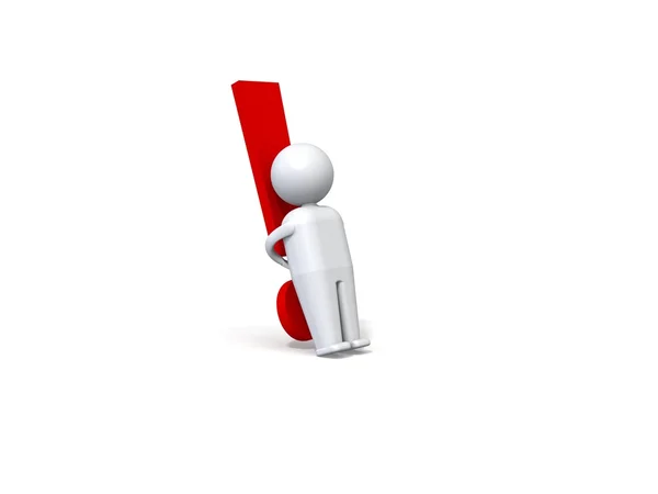 3d human with a red exclamation mark — Stock Photo, Image