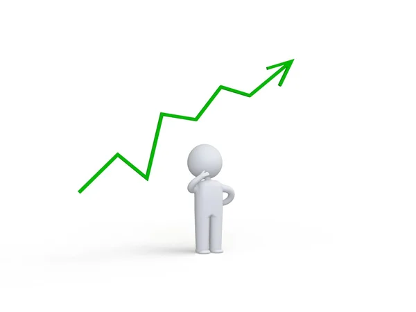 3d figure positive graph — Stock Photo, Image