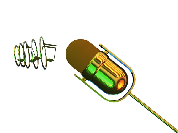 Hudební mikrofon 3d vykreslení — Stock fotografie