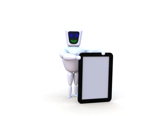 Robot con dispositivo tablet mobile — Foto Stock