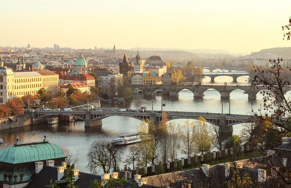 Praha při západu slunce světla — Stock fotografie