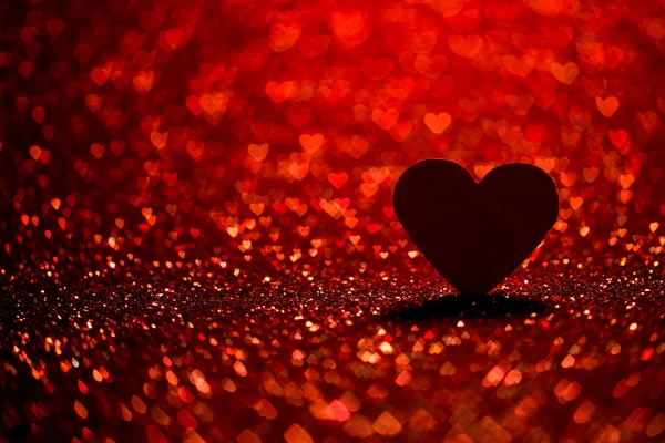 Rotes Herz Bokeh Hintergrund. Valentinstag. — Stockfoto