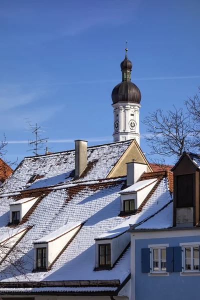 Toren van de kerk Maria Himmelfahrt Landsberg — Stockfoto