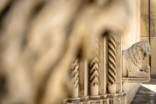 Background with stone lion statue — Stock Photo, Image