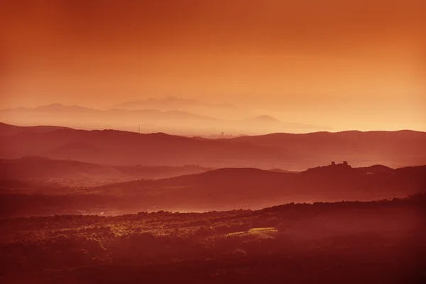 Sunset landskap Toscana — Stockfoto