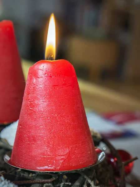 Datail burning red candle — Stock Photo, Image