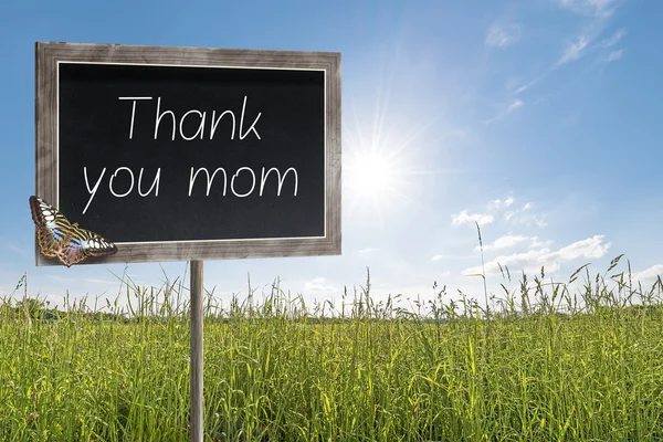 Metin teşekkürler anne ile kara tahta — Stok fotoğraf
