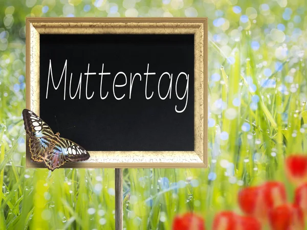 Svarta tavlan med tysk text Muttertag — Stockfoto
