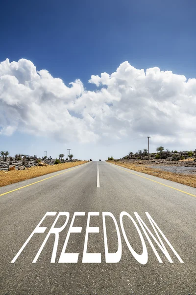 Road with text FREEDOM — Stock Photo, Image